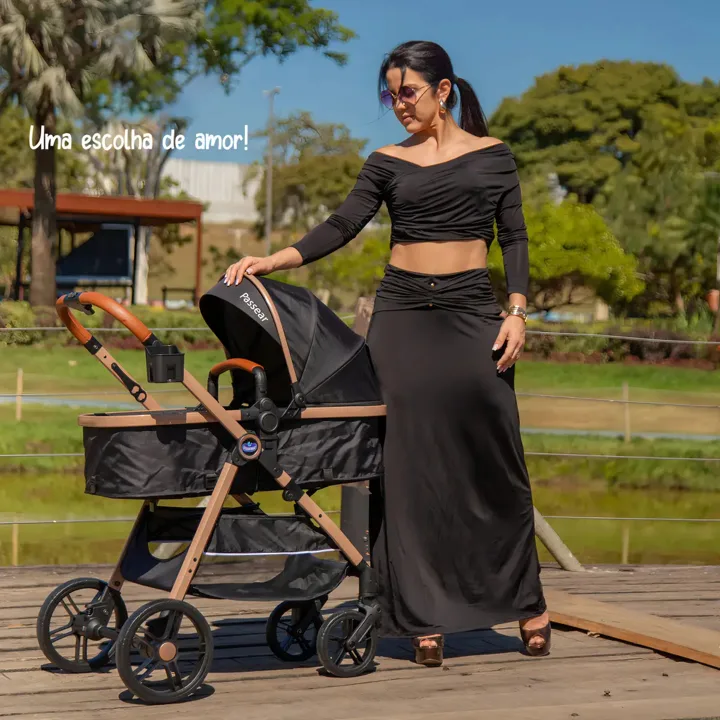 Carrinho com bebê conforto e moisés Passear Apolo Travel System